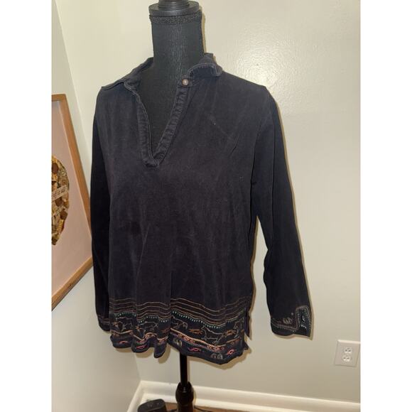 Bit & Bridle Black Embroidered Western Horse Long Sleeve TShirt Womens XL - Picture 2 of 8